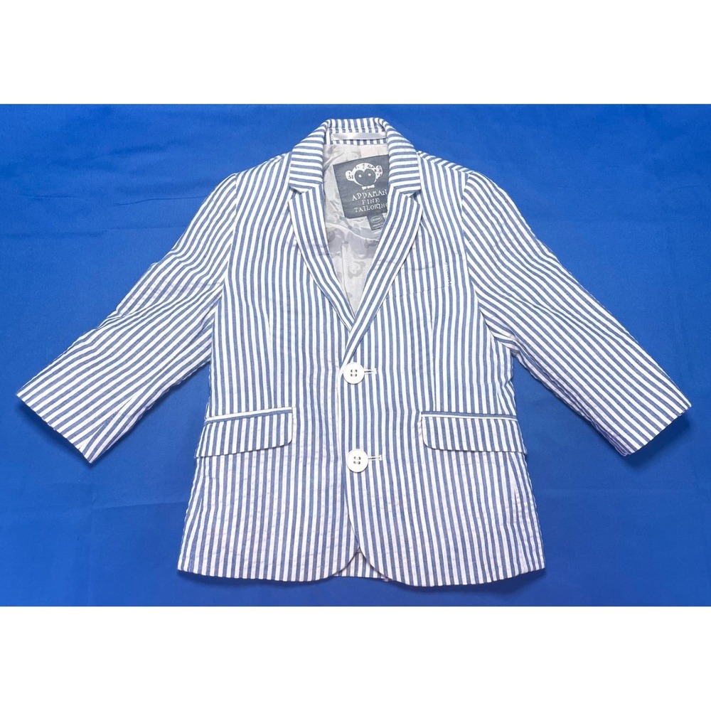 Appaman Fine Tailoring 18 - 24 months Blue White Seersucker Blazer Sport Coat